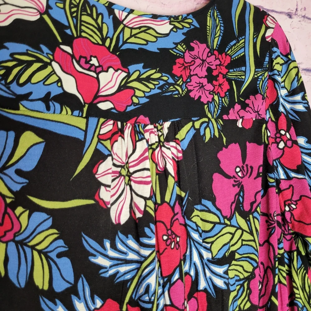 TINY FLORAL WRAP FRONT LONG SLEEVE BOHO TIE WAIST TOP LARGE - Picture 12 of 15